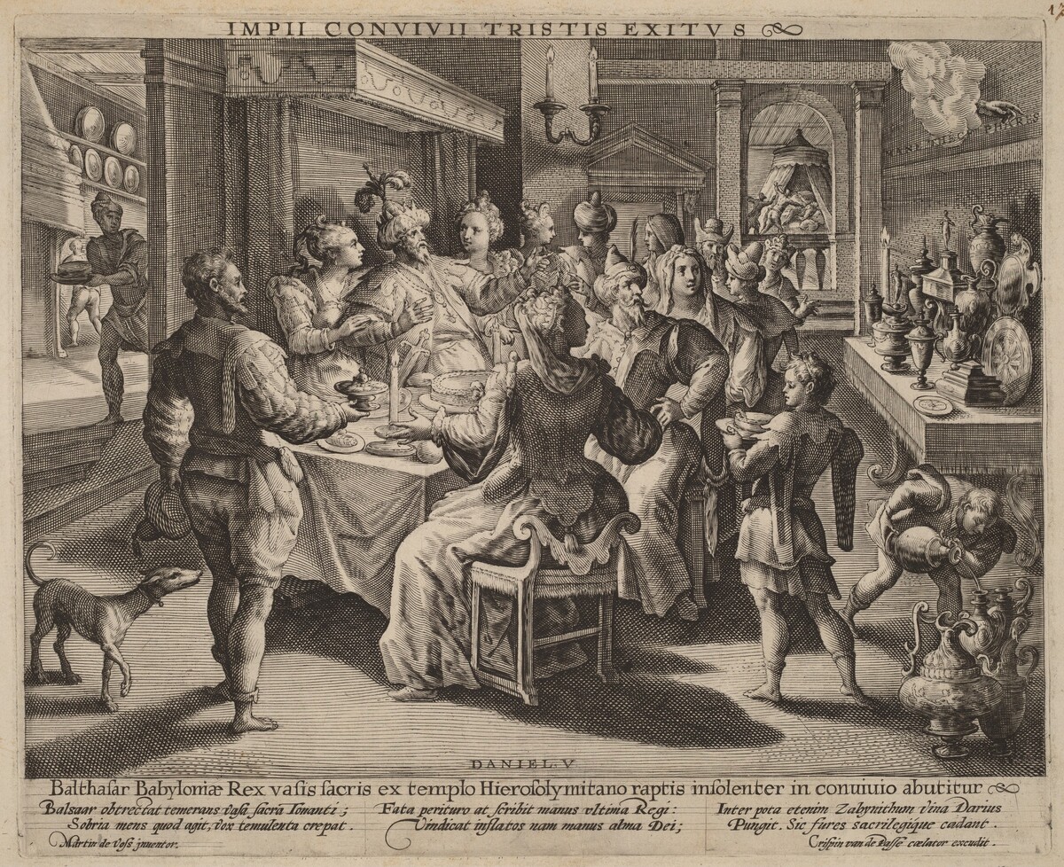 Belshazzar's Feast by Crispijn de Passe I after Maarten de Vos