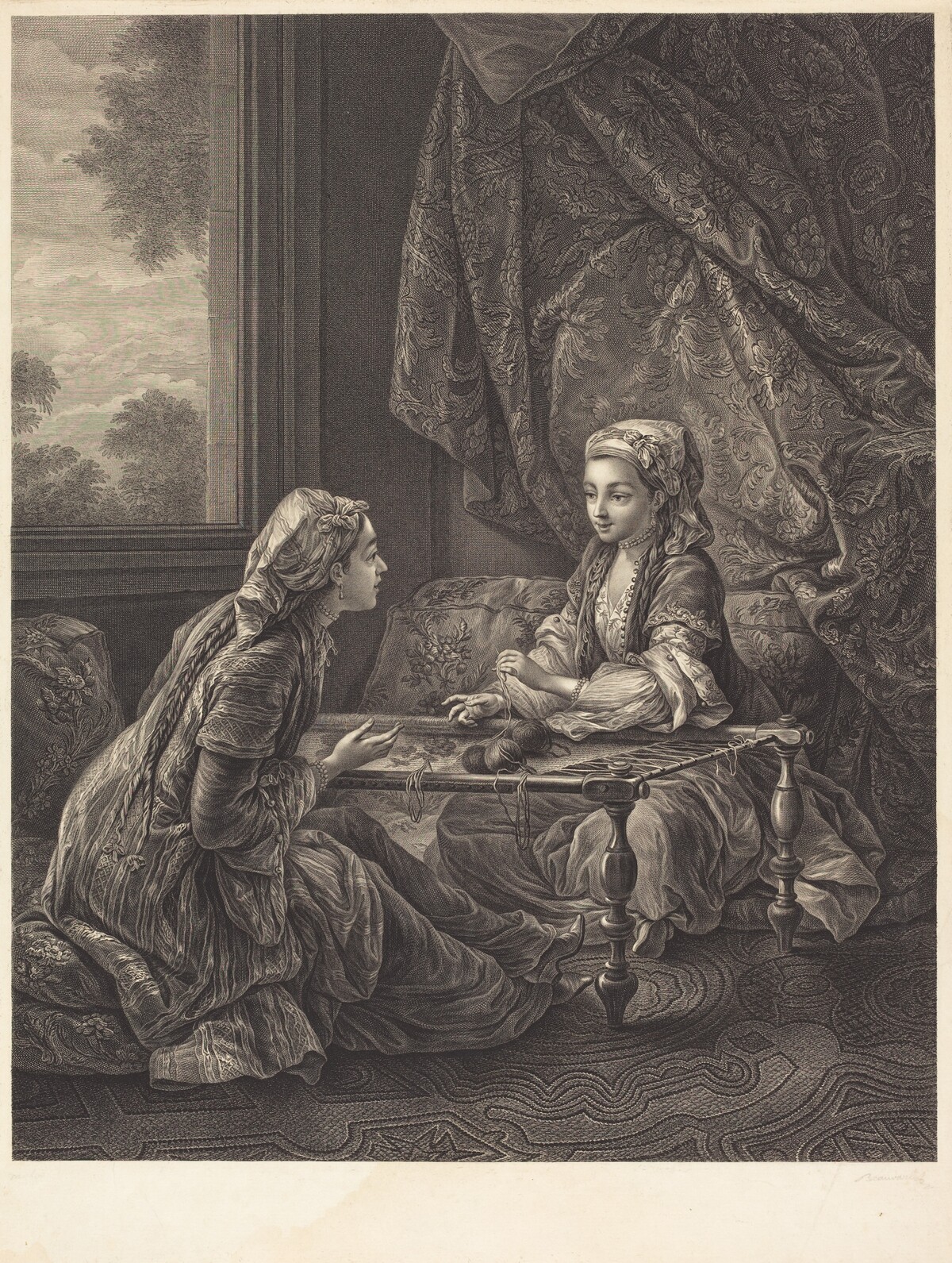 La Confidence by Jacques-Firmin Beauvarlet after Carle Van Loo