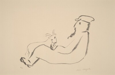 Man Seated with Goat