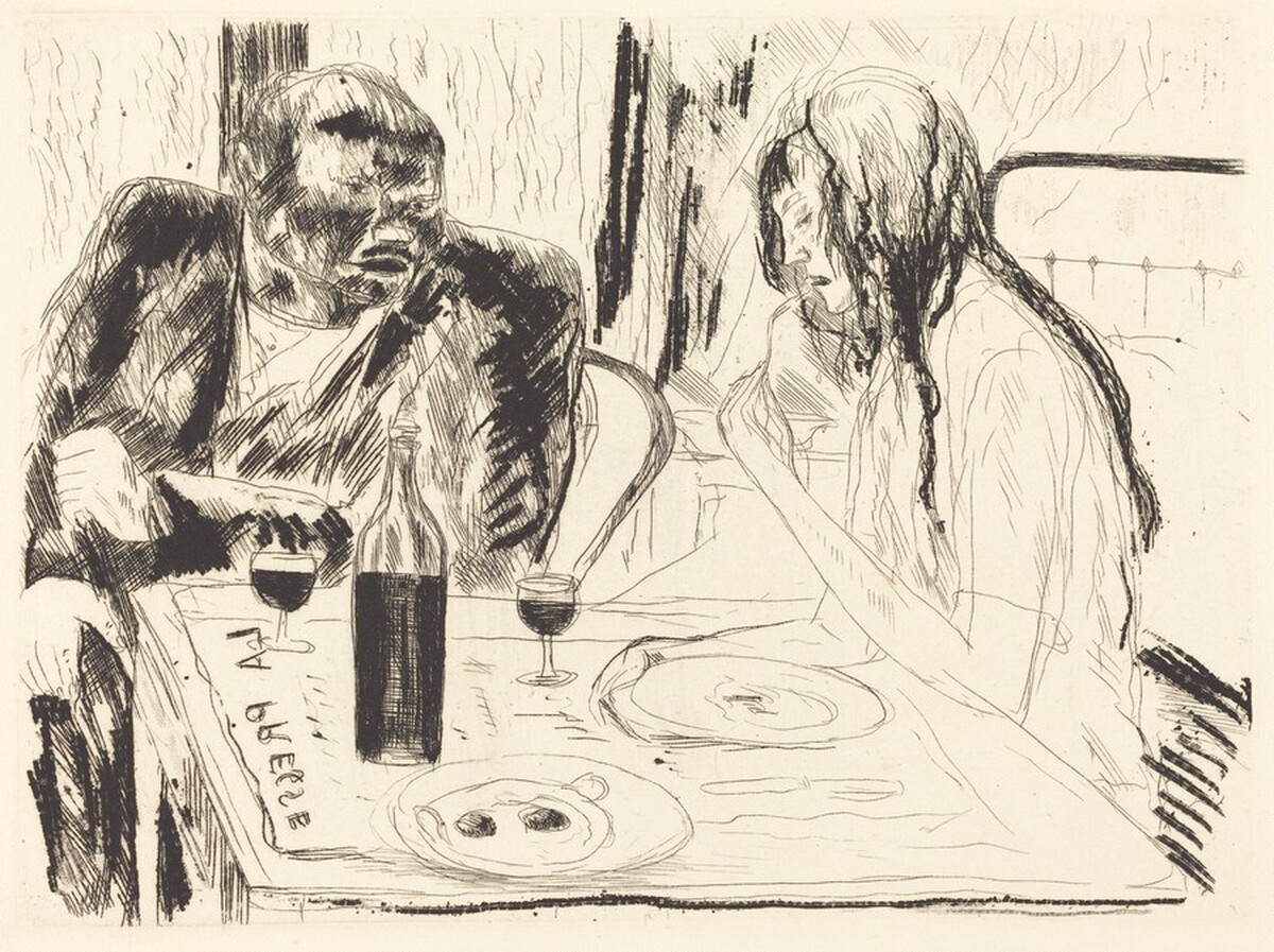 Bubu and Berthe at Lunch  (Le Dejeuner de Bubu et de Berthe) by André Dunoyer de Segonzac