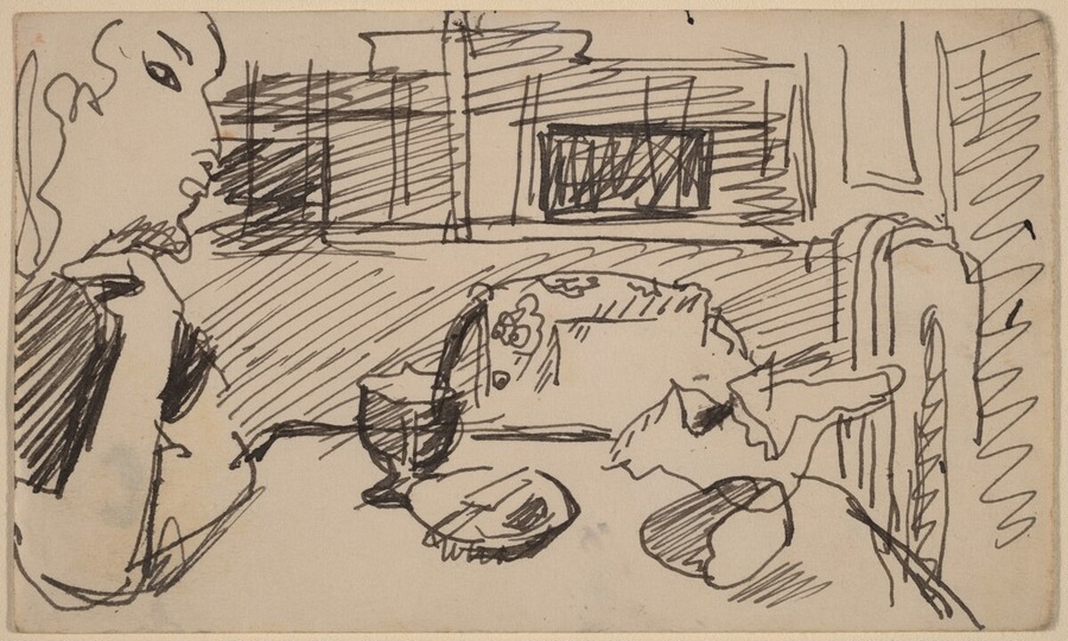 Seated Figure with Elbows on Table by Mark Rothko