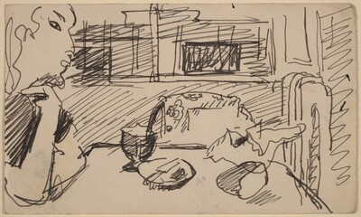 Seated Figure with Elbows on Table