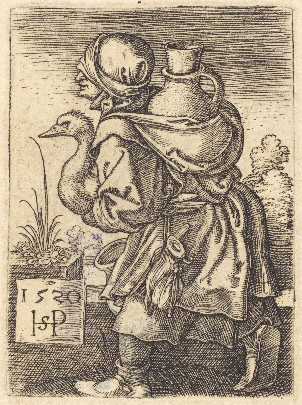 Peasant Woman Going to Market by Sebald Beham