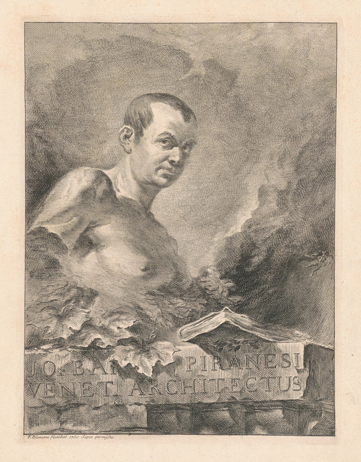 Jo Bap Piranesi Venet Architectus (Portrait of Piranesi) by Felice Polanzani