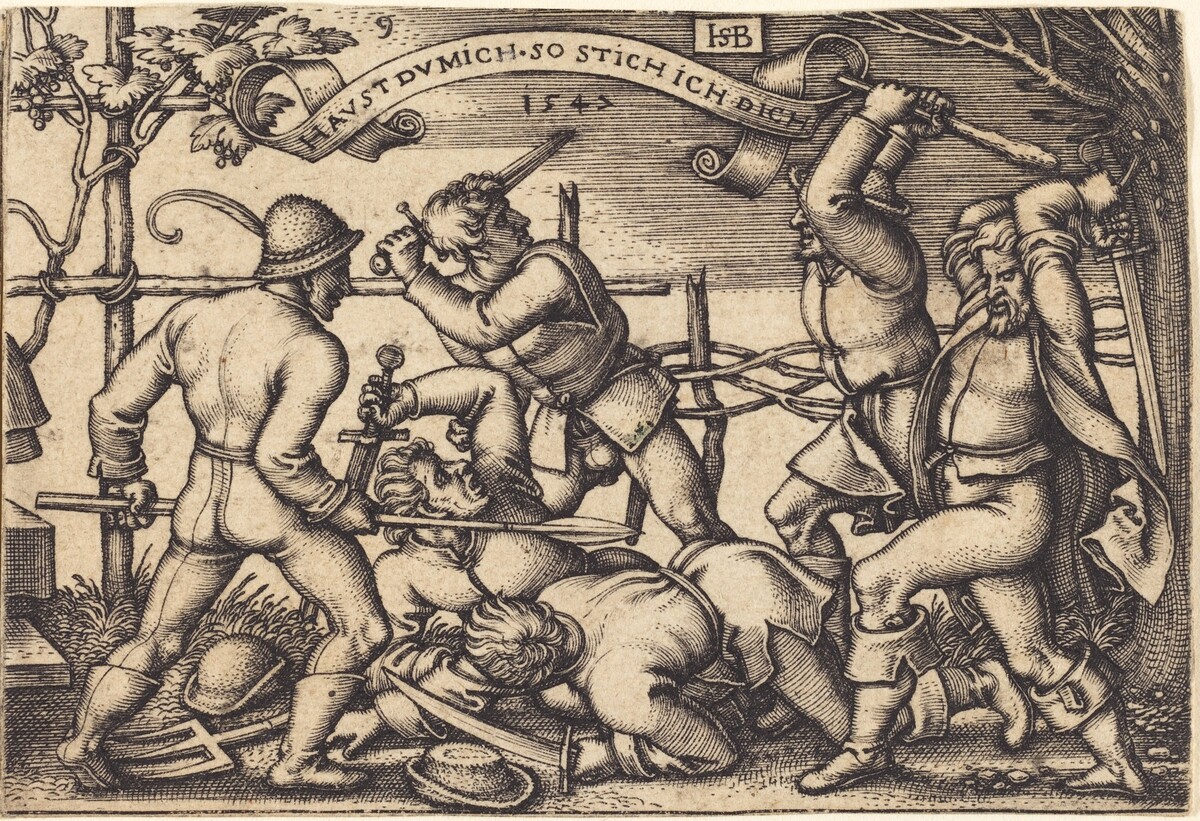 Peasants' Brawl by Sebald Beham