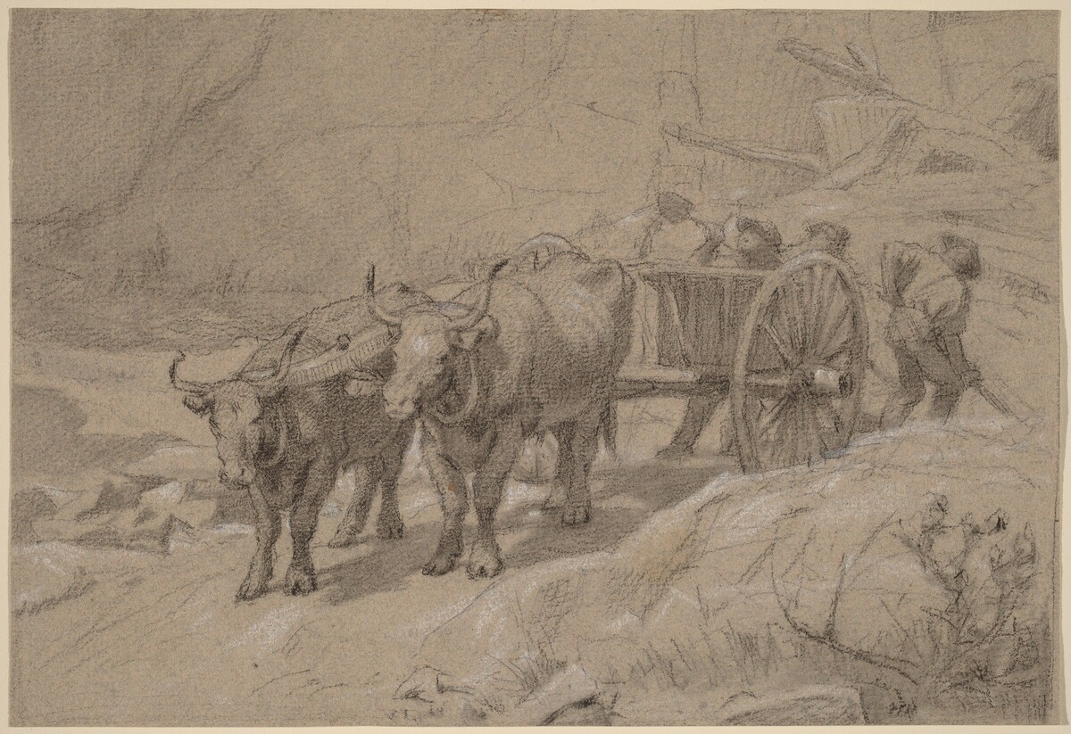 Oxen and Dump Cart by Edwin Forbes