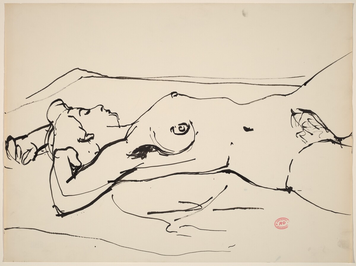 Untitled [reclining nude with her arms above her head] by Richard Diebenkorn