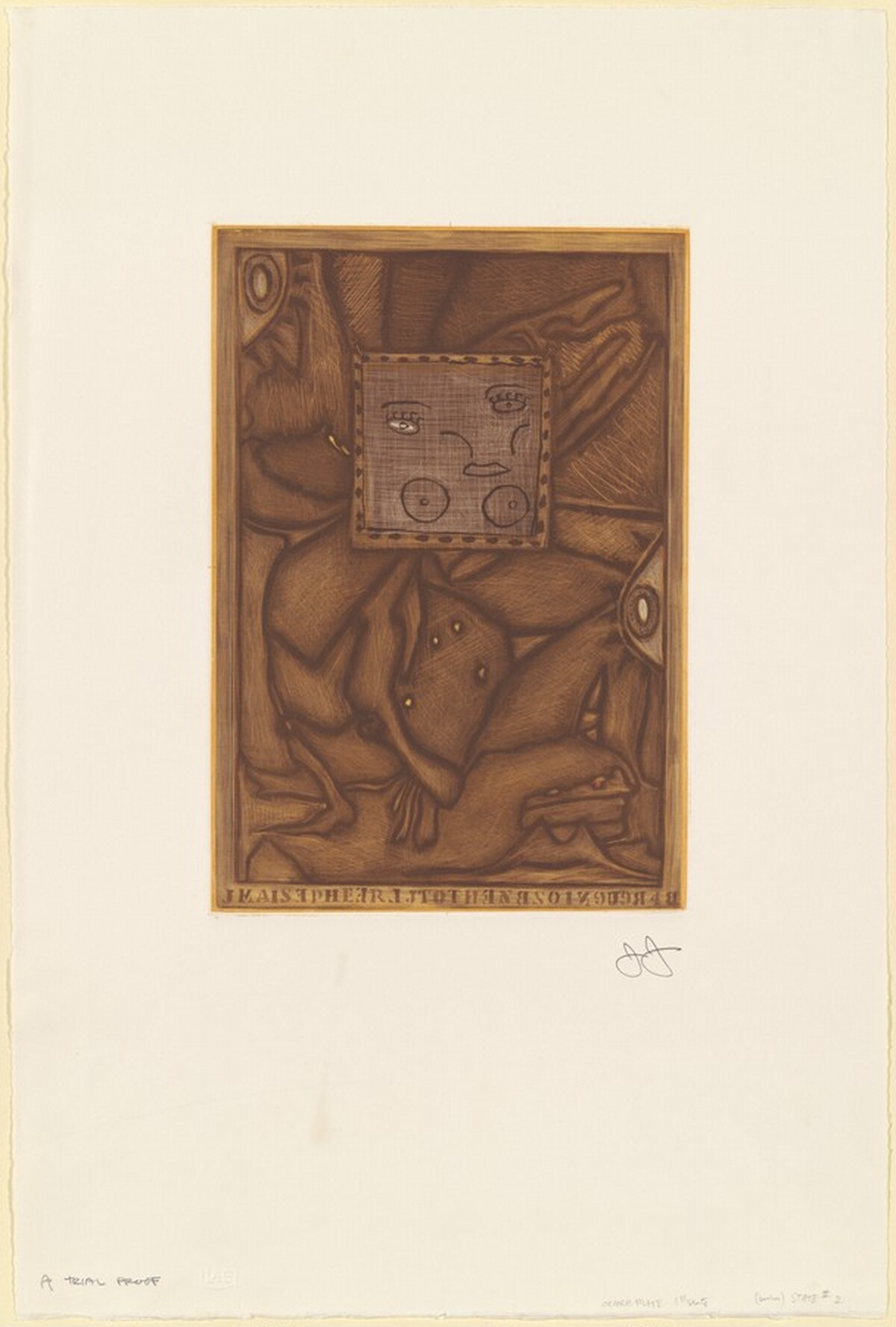 Untitled (Orange Mezzotint) [trial proof A] by Jasper Johns