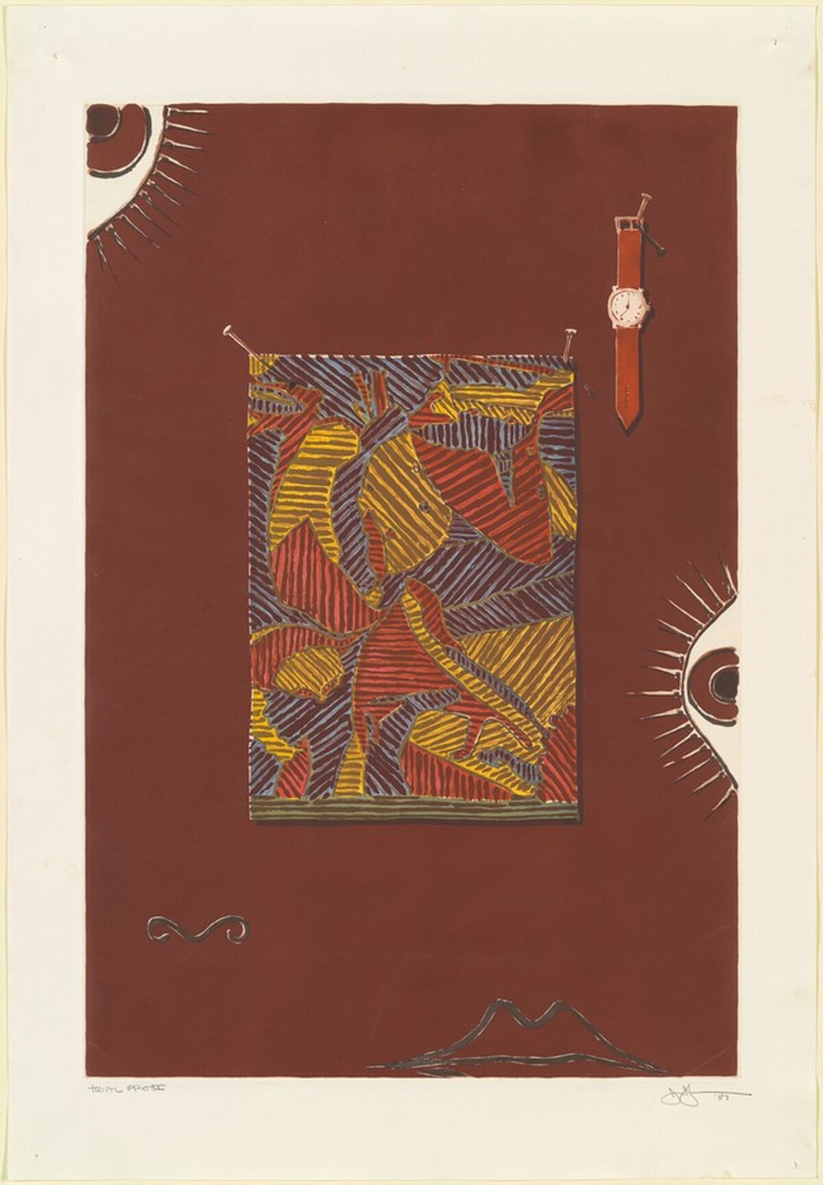 Face with Watch [trial proof] by Jasper Johns