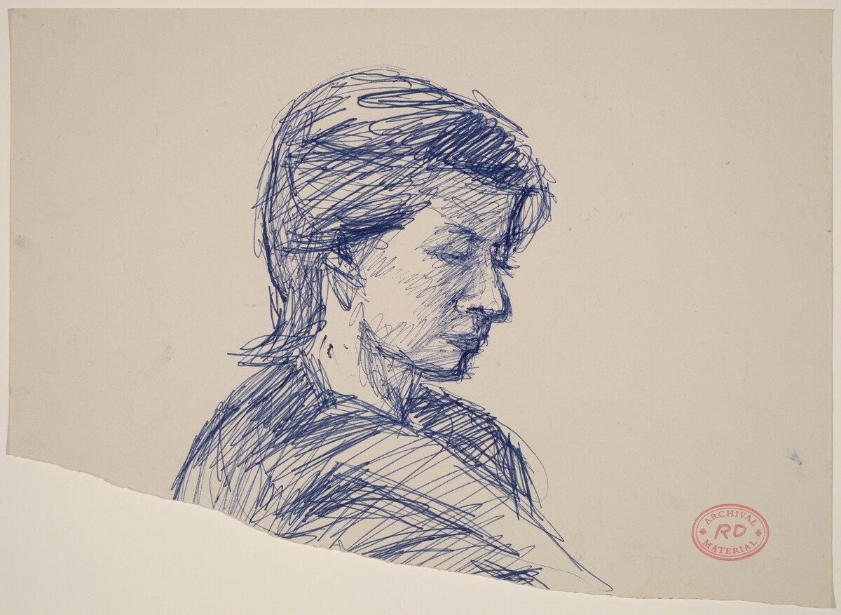 Untitled [head of a woman turned right and looking down] by Richard Diebenkorn