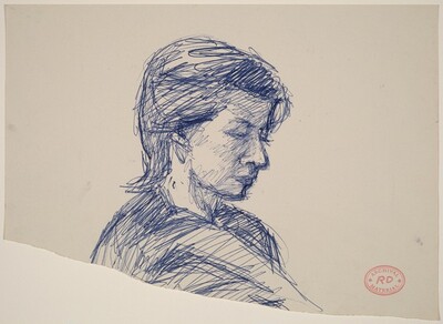 Untitled [head of a woman turned right and looking down]