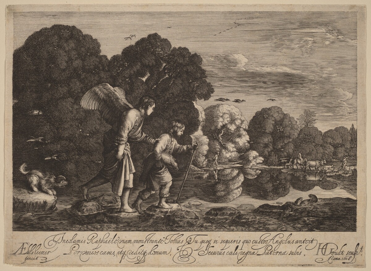 Tobias and the Angel (The Little Tobias) by Hendrik Goudt after Adam Elsheimer