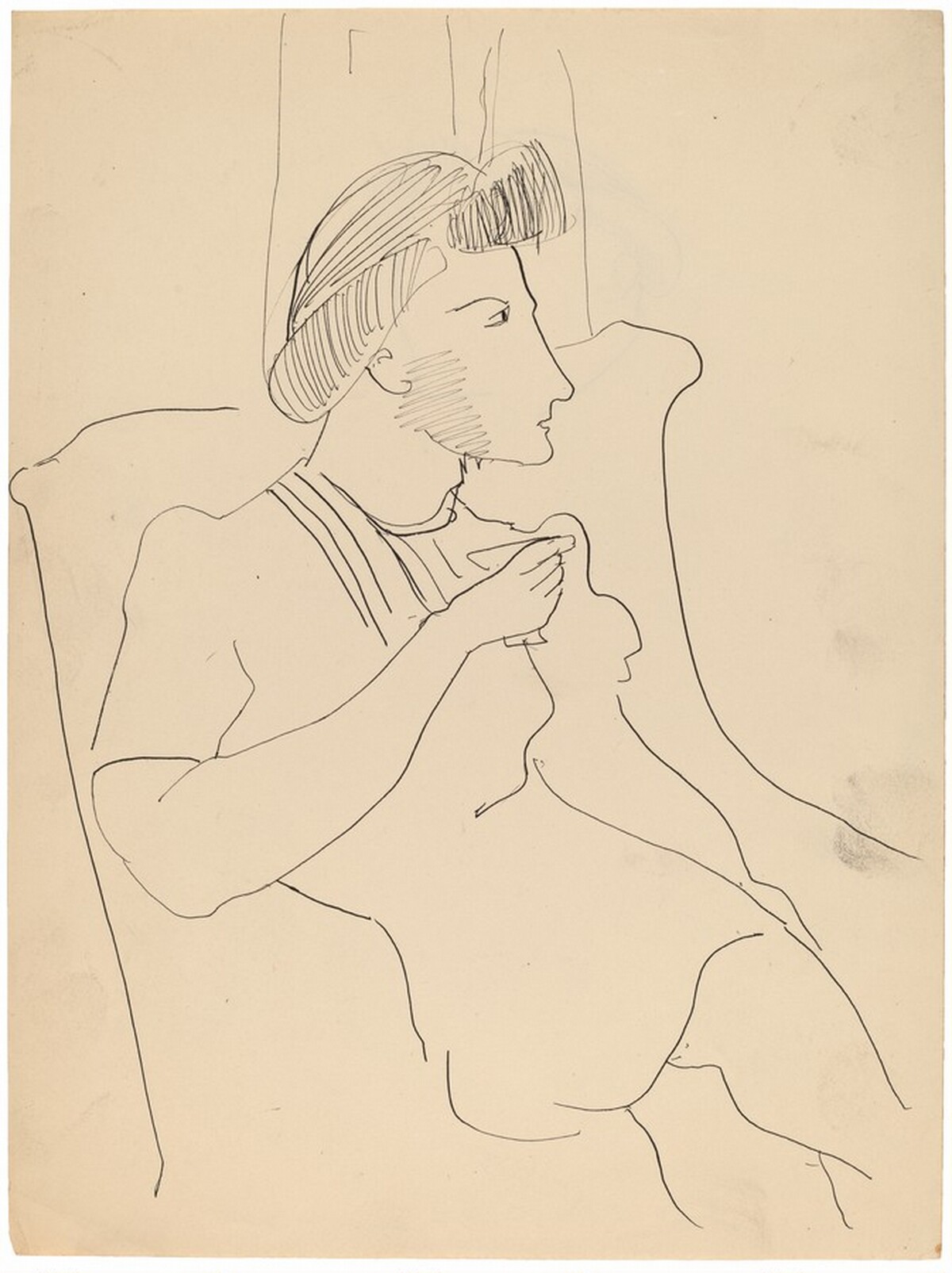 Seated Woman Holding a Glass [recto] by Mark Rothko
