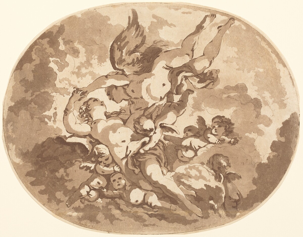 Eros and Psyche by Jean-Claude-Richard, Abbé de Saint-Non after François Boucher