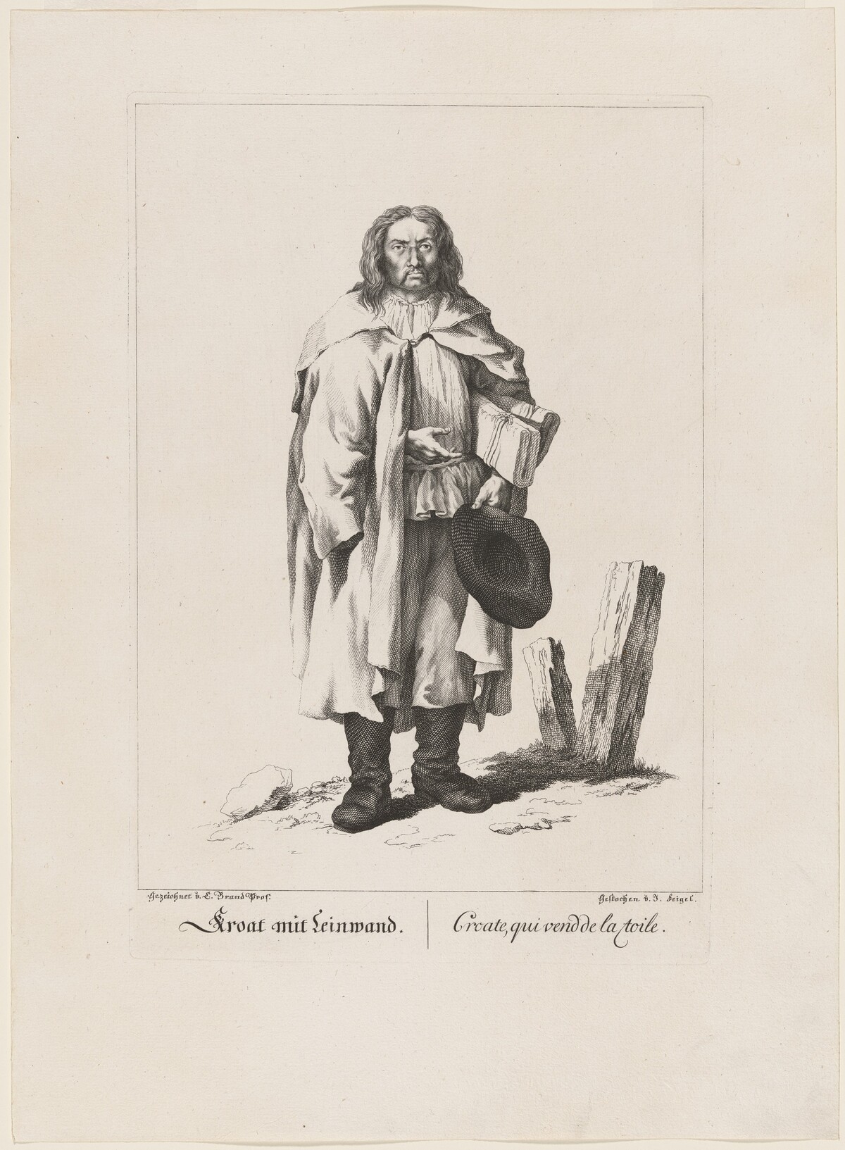 Kroat mit Leinwand (Linen Merchant) by J. Feigel, after Johann Christian Brand