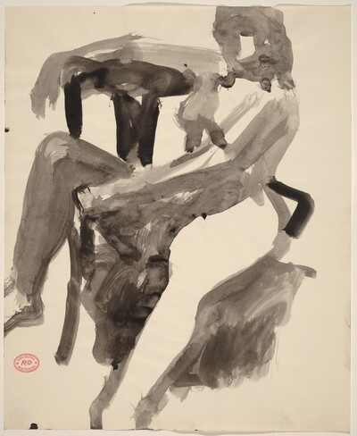 Untitled [female nude resting sideways in chair]
