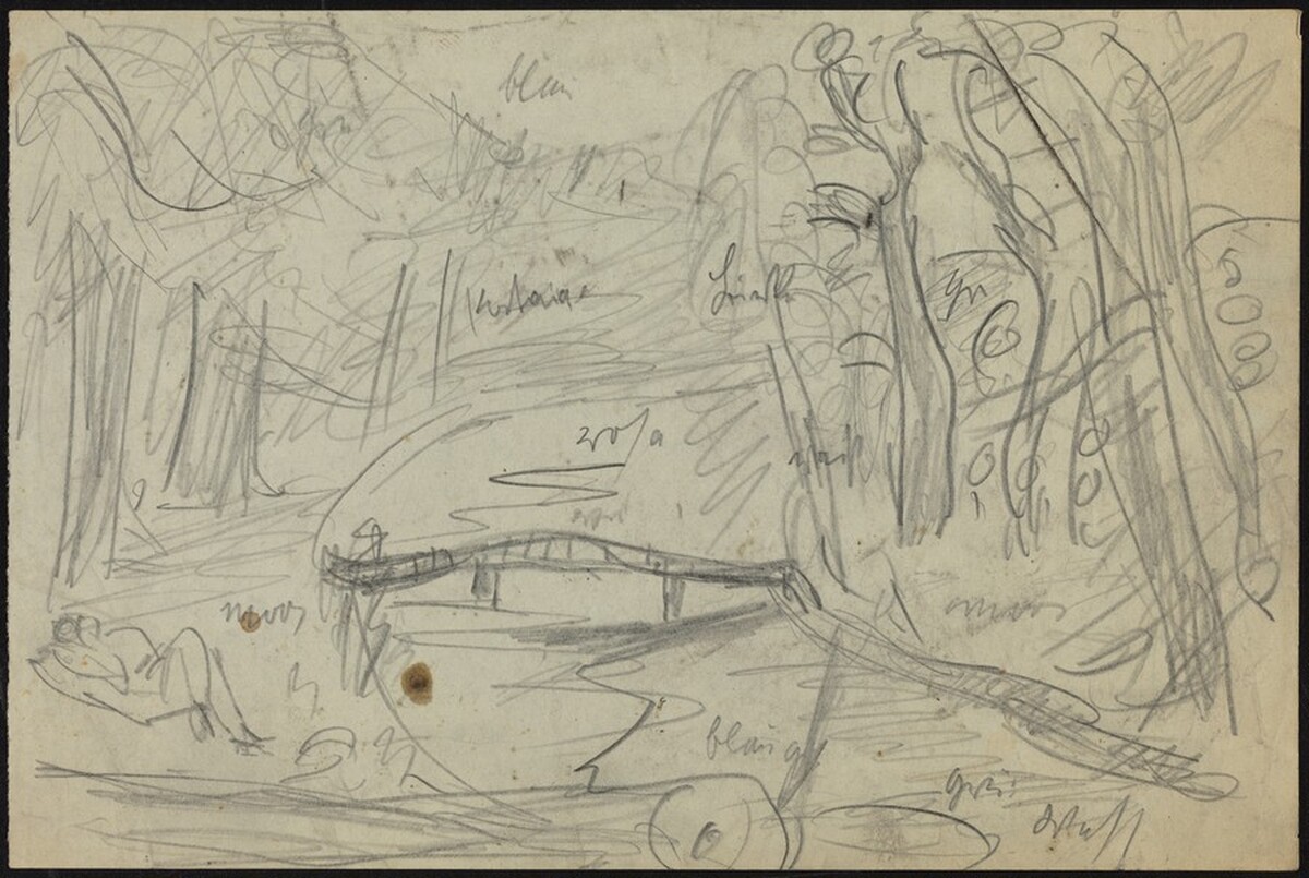 Wooded Landscape with Bridge by Max Beckmann