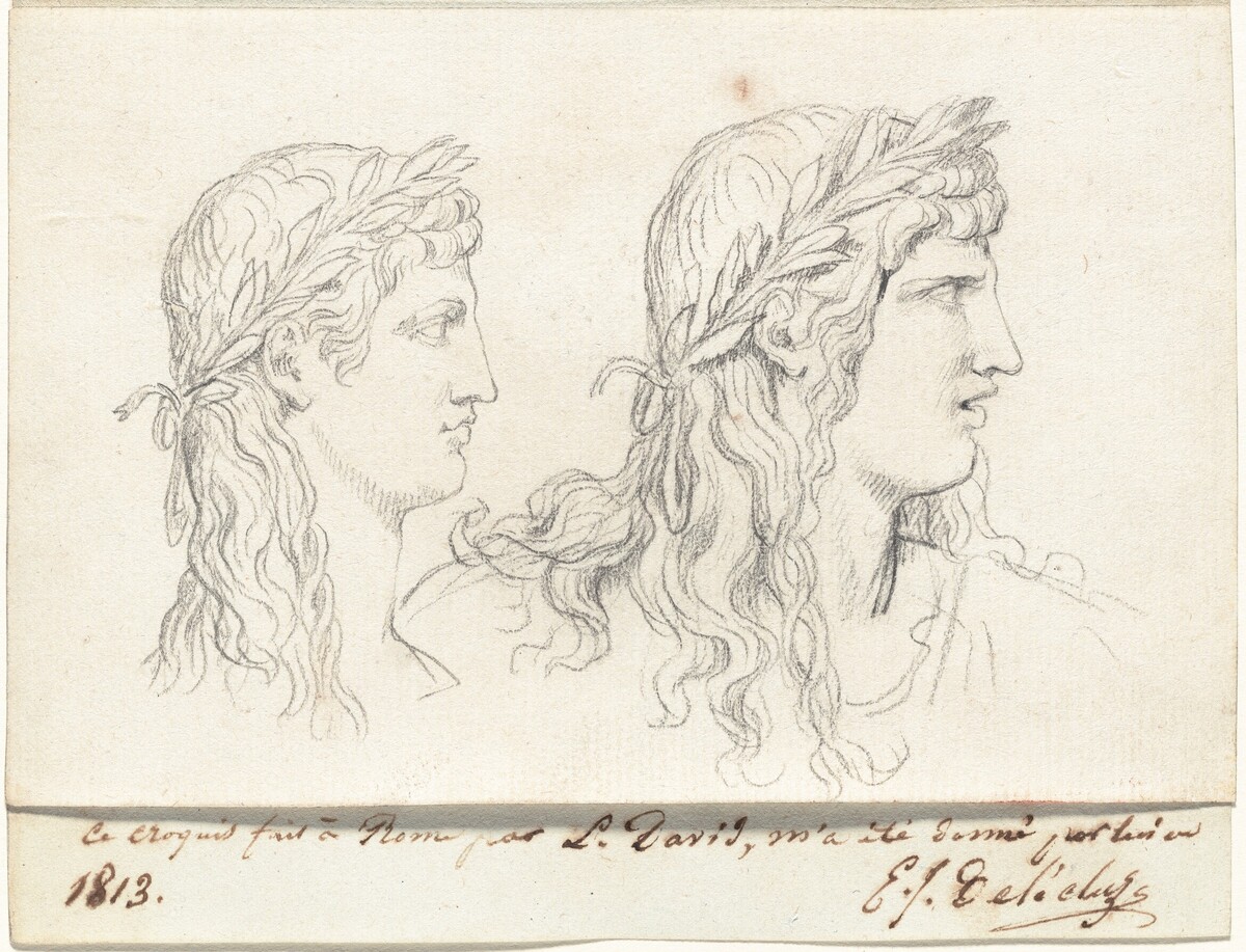 Two Studies of the Head of a Young Man Crowned with a Laurel Wreath by Jacques-Louis David