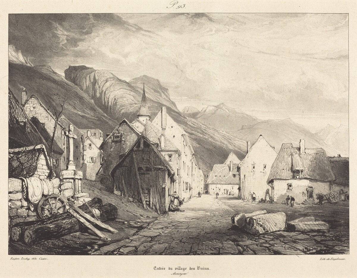 Entrée du village des Bains by Eugène Isabey and Pierre-Luc-Charles Ciceri
