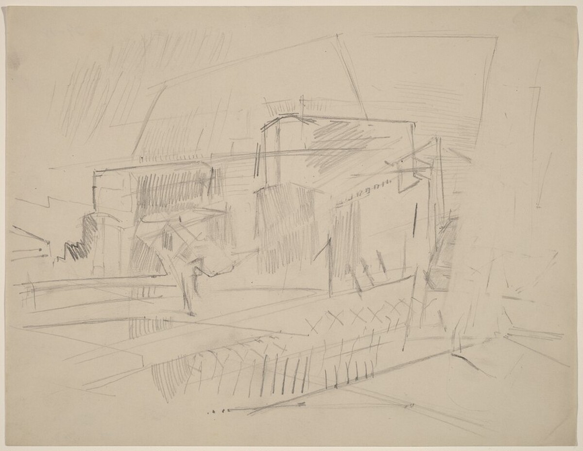 Untitled (Downtown, the El?) by John Marin