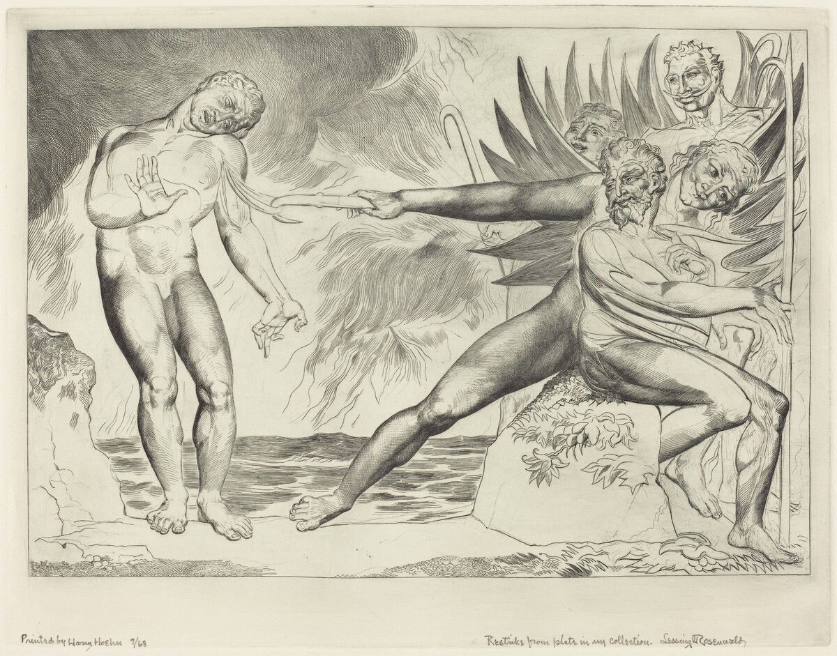 The Circle of the Corrupt Officials; The Devils Tormenting Ciampolo by William Blake (artist); Harry Hoehn (printer)