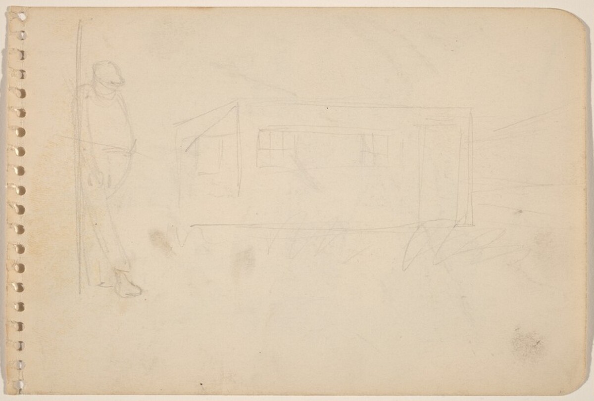 Figure and Building [verso] by Louis Lozowick