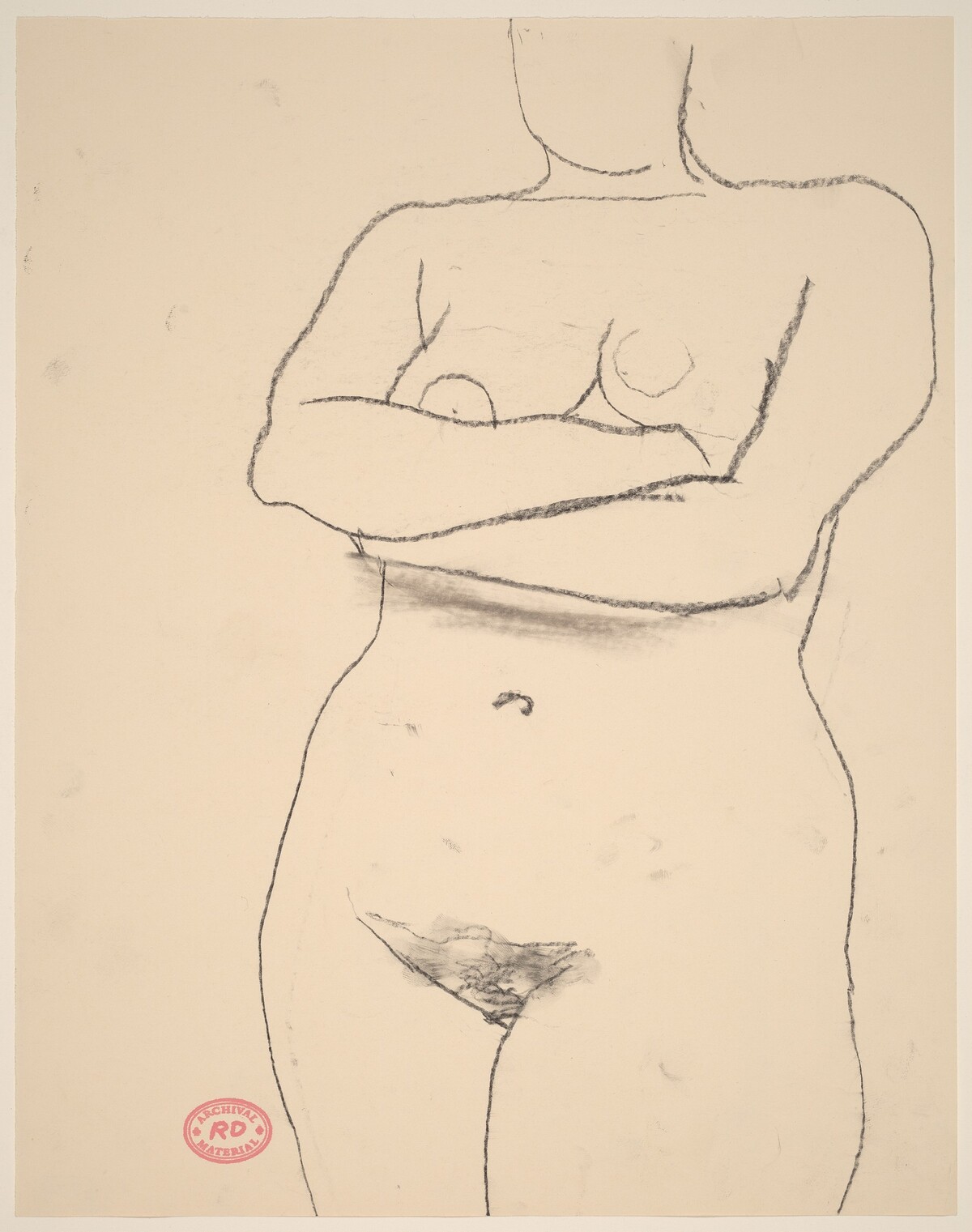Untitled [standing nude with her arms crossed] by Richard Diebenkorn