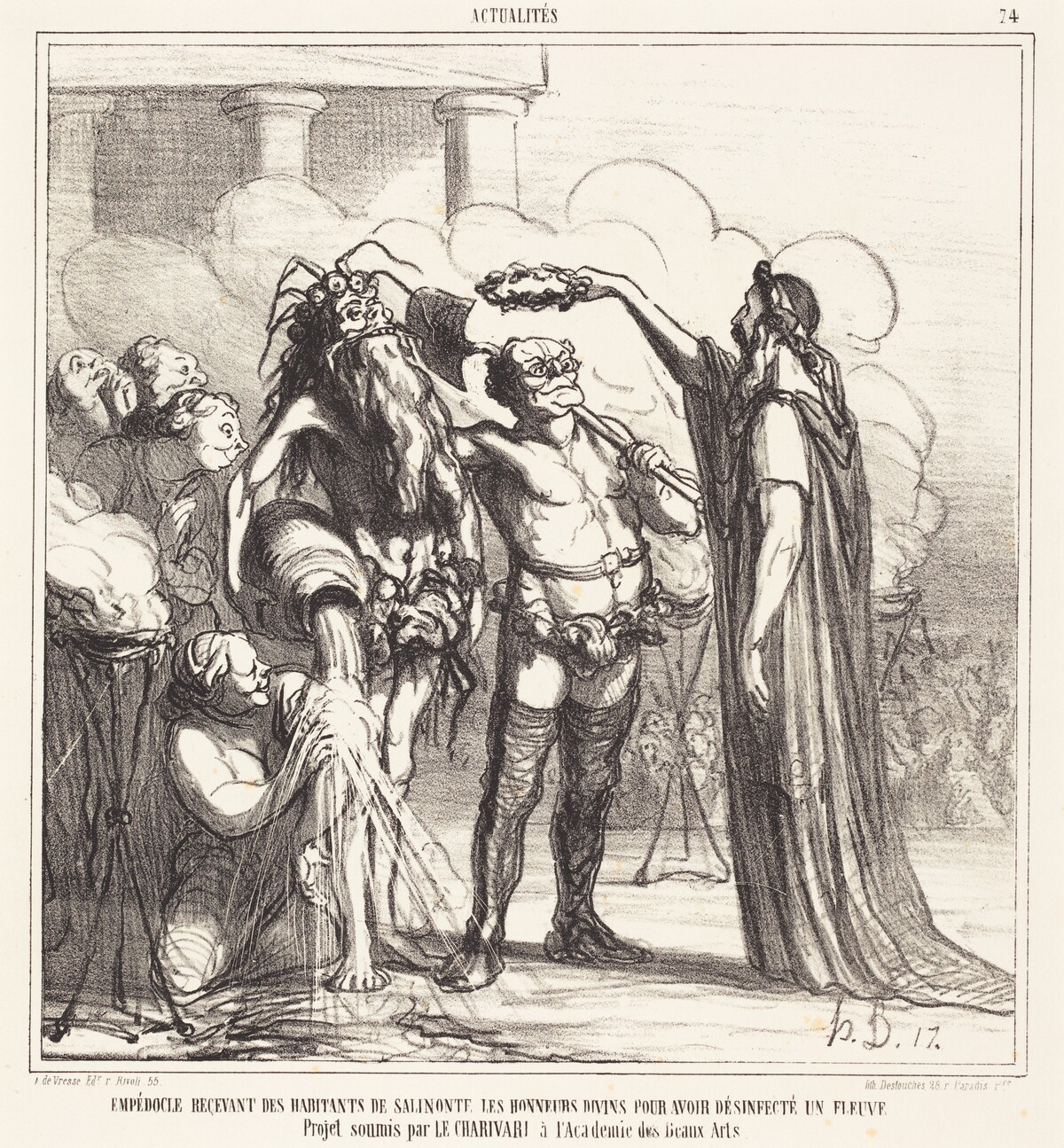 Empedocle recevant... les honneurs divins... by Honoré Daumier