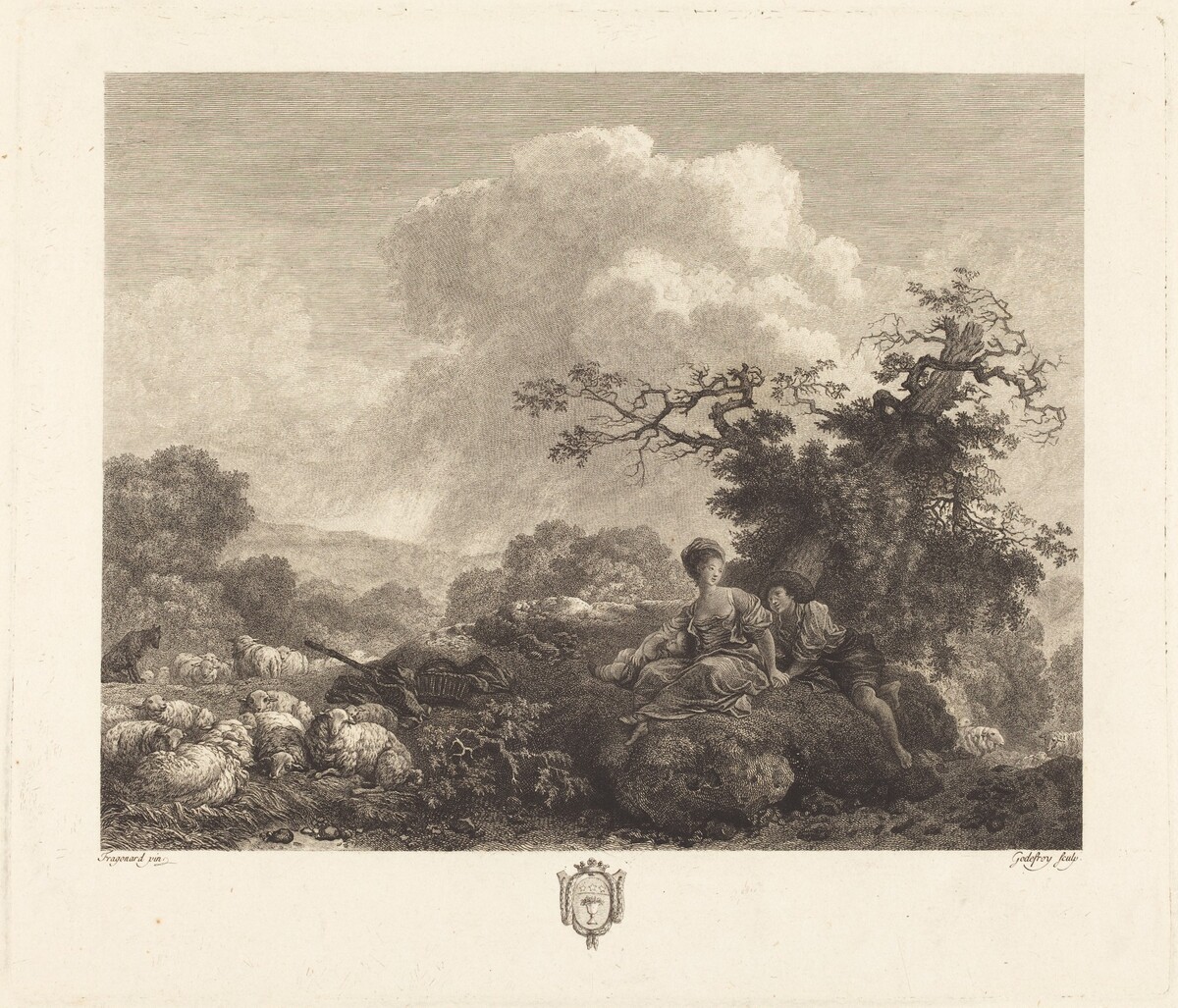Annette a l'age de vingt ans (Annette at the Age of Twenty Years) by François Godefroy, after Jean-Honoré Fragonard