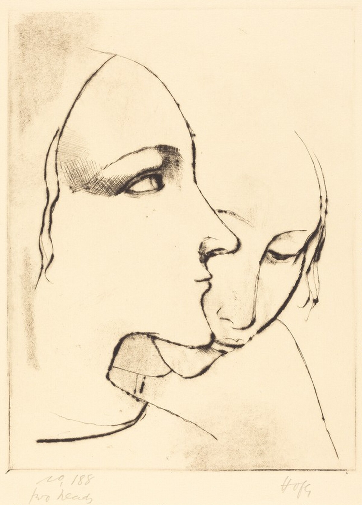 Two Heads (Zwei Madchenkopfe) by Karl Hofer