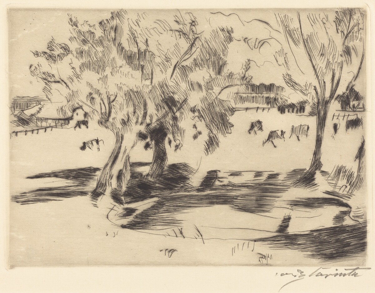 Landschaft mit Kühen (Landscape with Cows) by Lovis Corinth