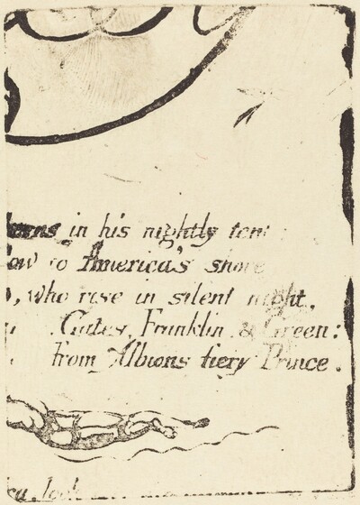 Restrike from fragment of cancelled plate for "A Prophecy"