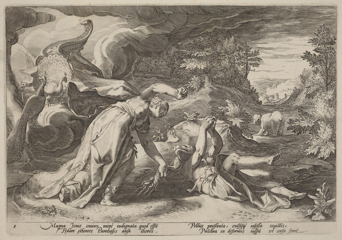 Juno Turning Callisto into a Bear by Workshop of Hendrick Goltzius, after Hendrick Goltzius