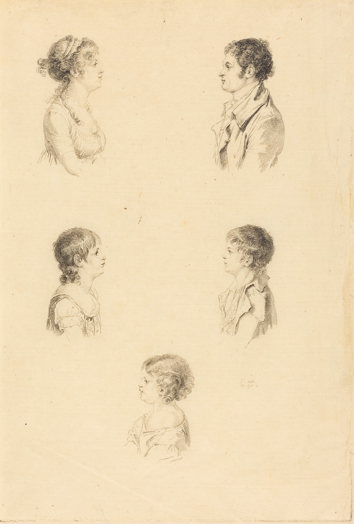 Five Busts by Augustin de Saint-Aubin