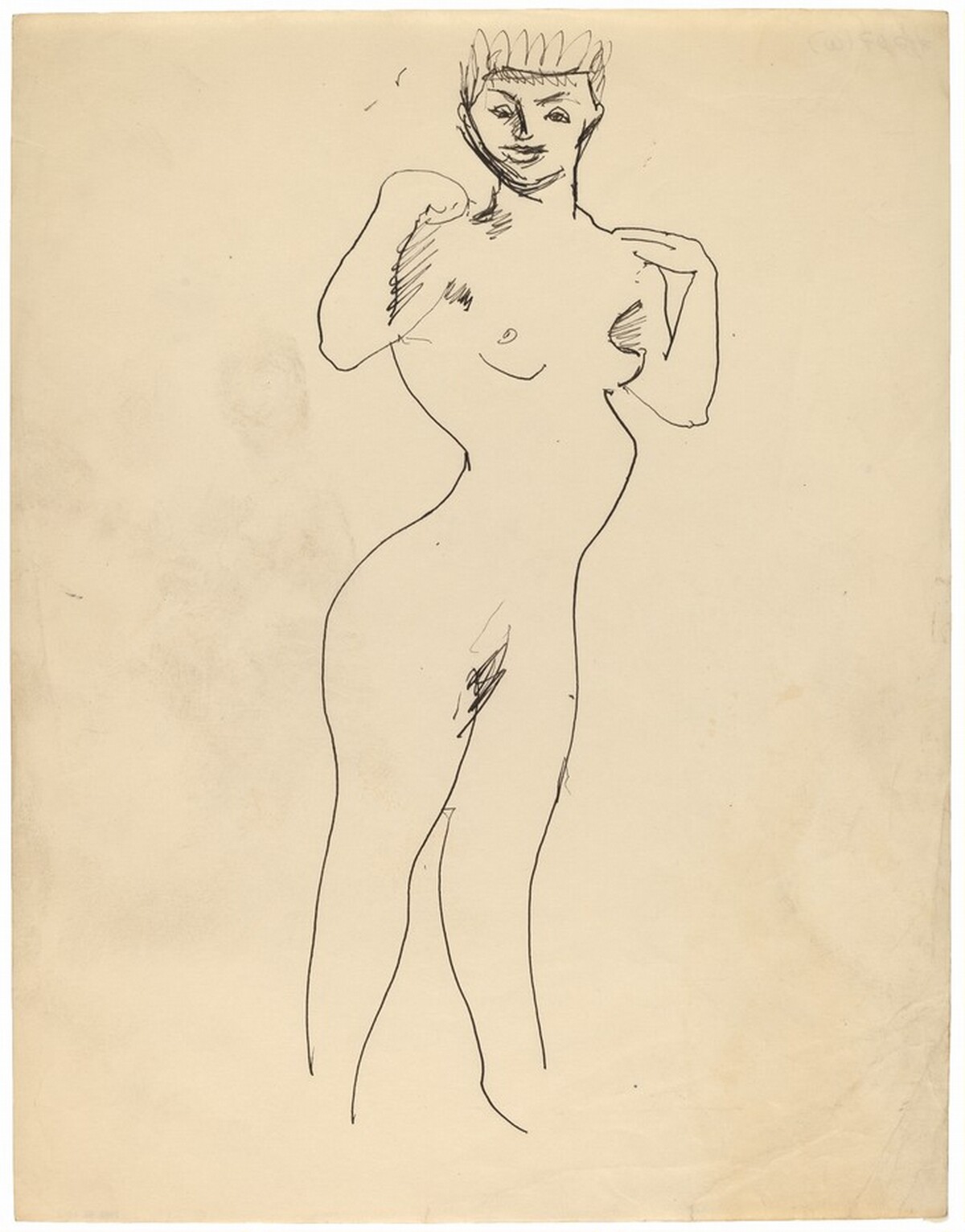 Standing Female Nude, Hands Raised to Shoulders by Mark Rothko