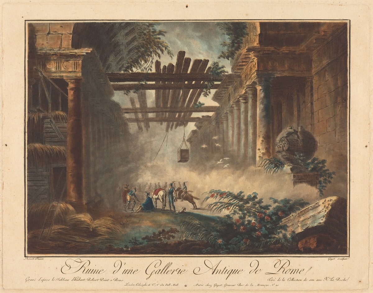 Ruine d'une Gallerie Antique de Rome by Laurent Guyot after Hubert Robert
