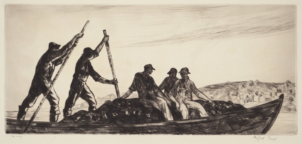 Poling the Seine Boat by Gifford Beal