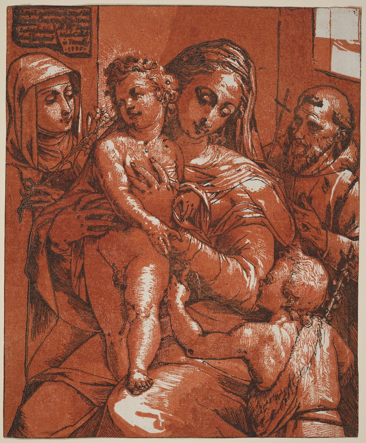 Madonna and Child Accompanied by Saints by Andrea Andreani after Jacopo Ligozzi