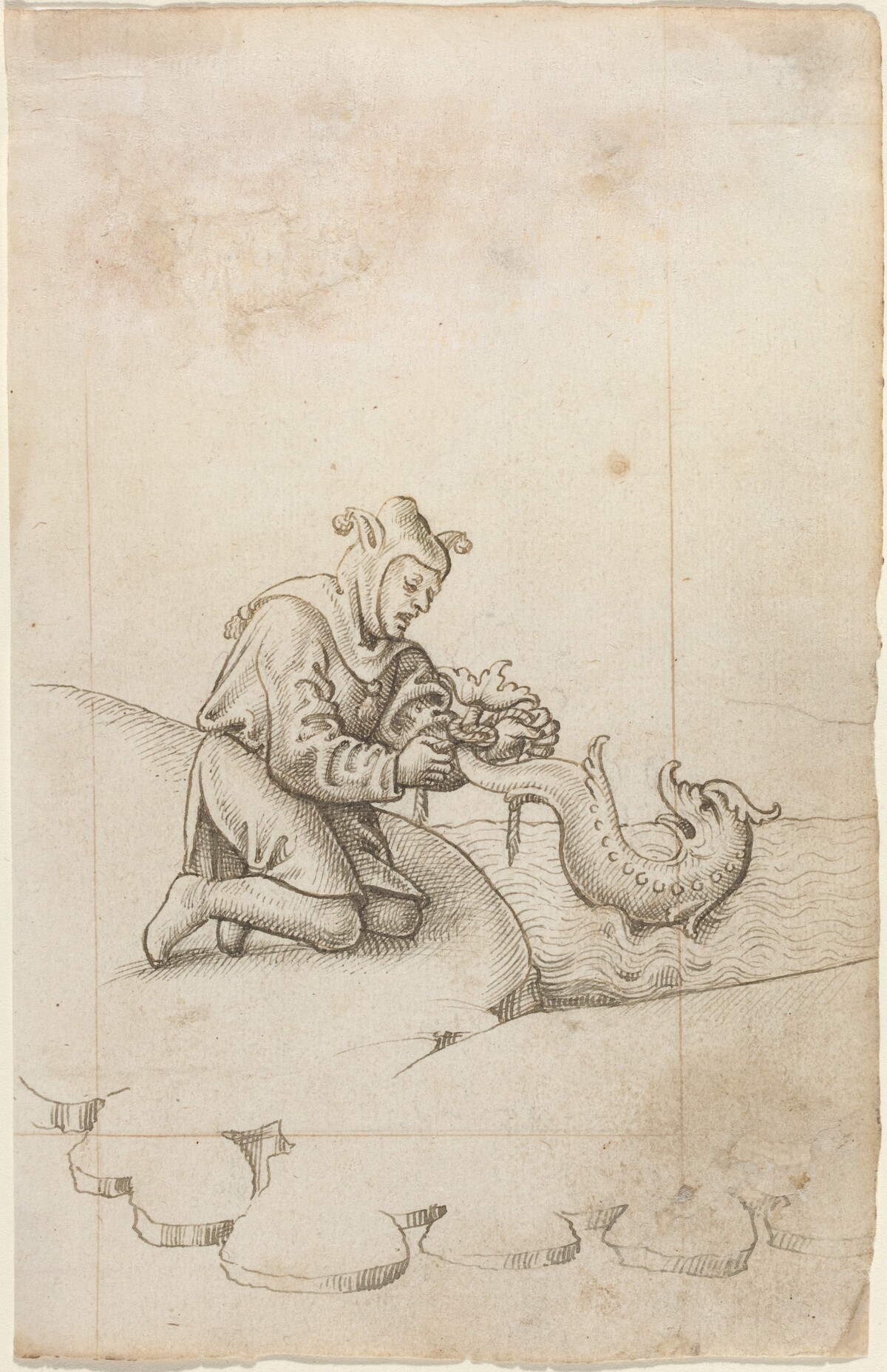 "You Are Tying a Dolphin by the Tail" [fol. 17 recto] by French early 16th Century