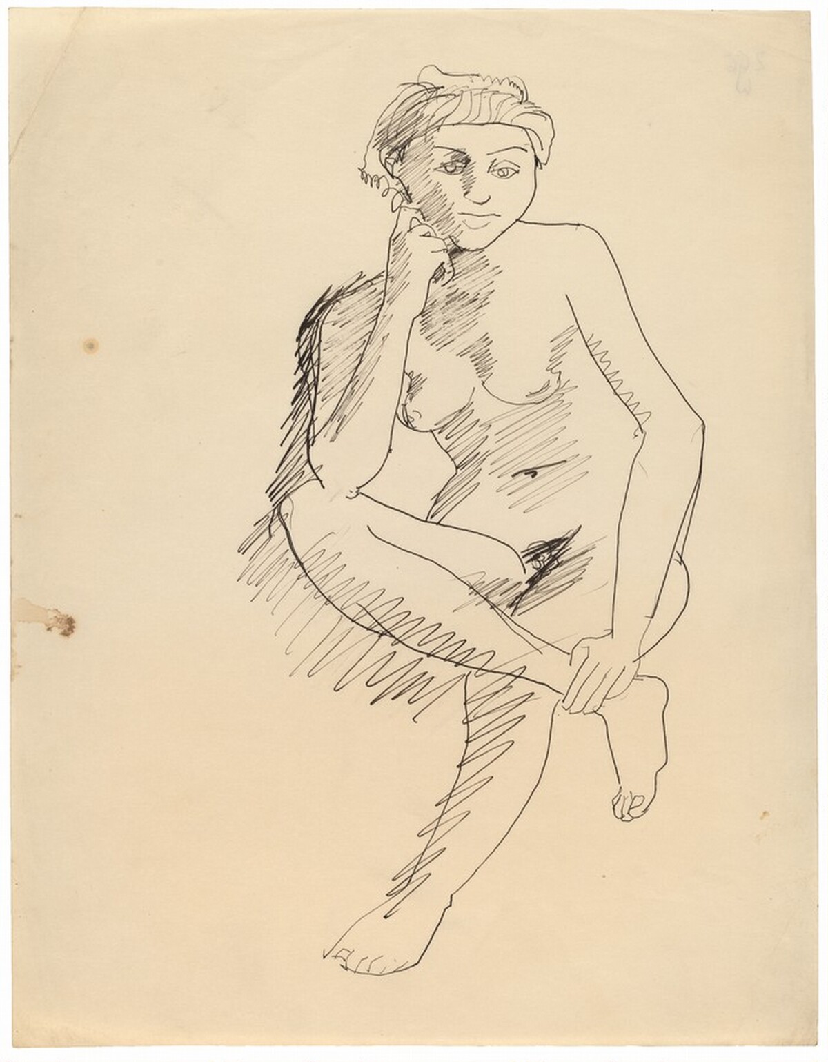 Seated Female Nude Supporting Head, Right Leg Resting on Left by Mark Rothko