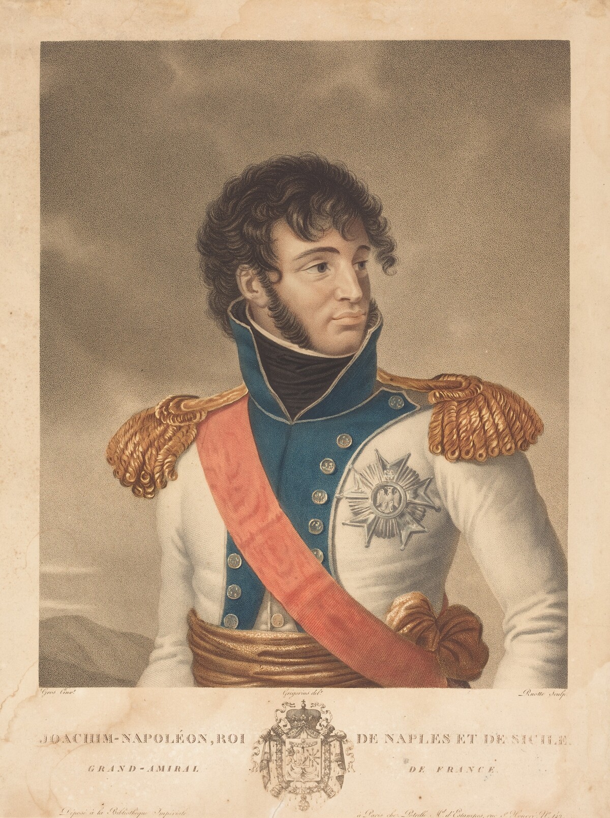 Joachim Murat (Joachim-Napoleon, Roi de Naples et de Sicile, Grand-Admiral de France) by Louis Charles Ruotte after Albert Jakob Frans Gregorius after Antoine-Jean Gros