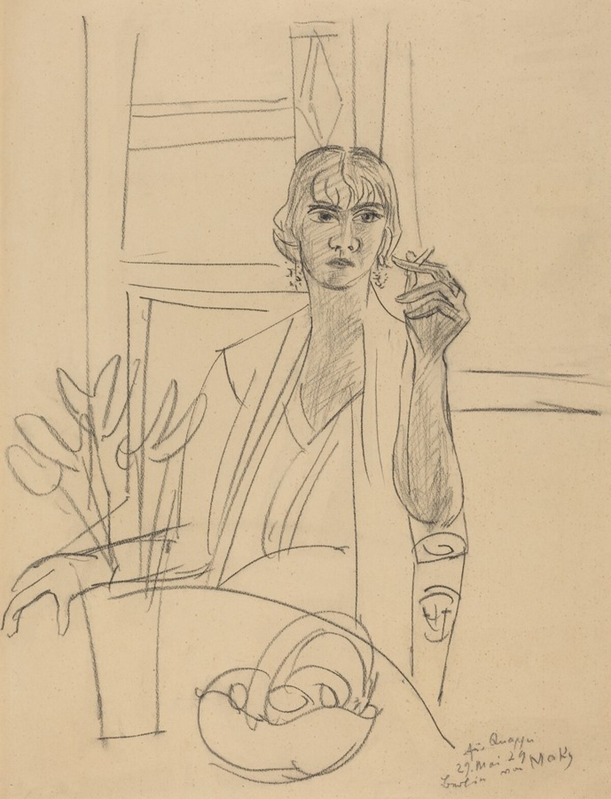 Quappi with Cigarette by Max Beckmann
