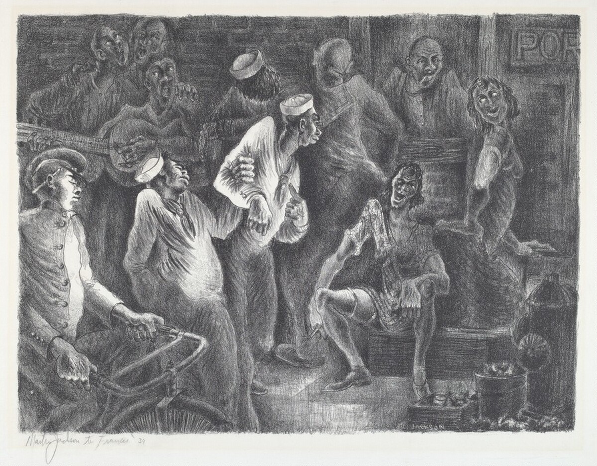 Untitled (Sailors on shore) by Martin Jackson