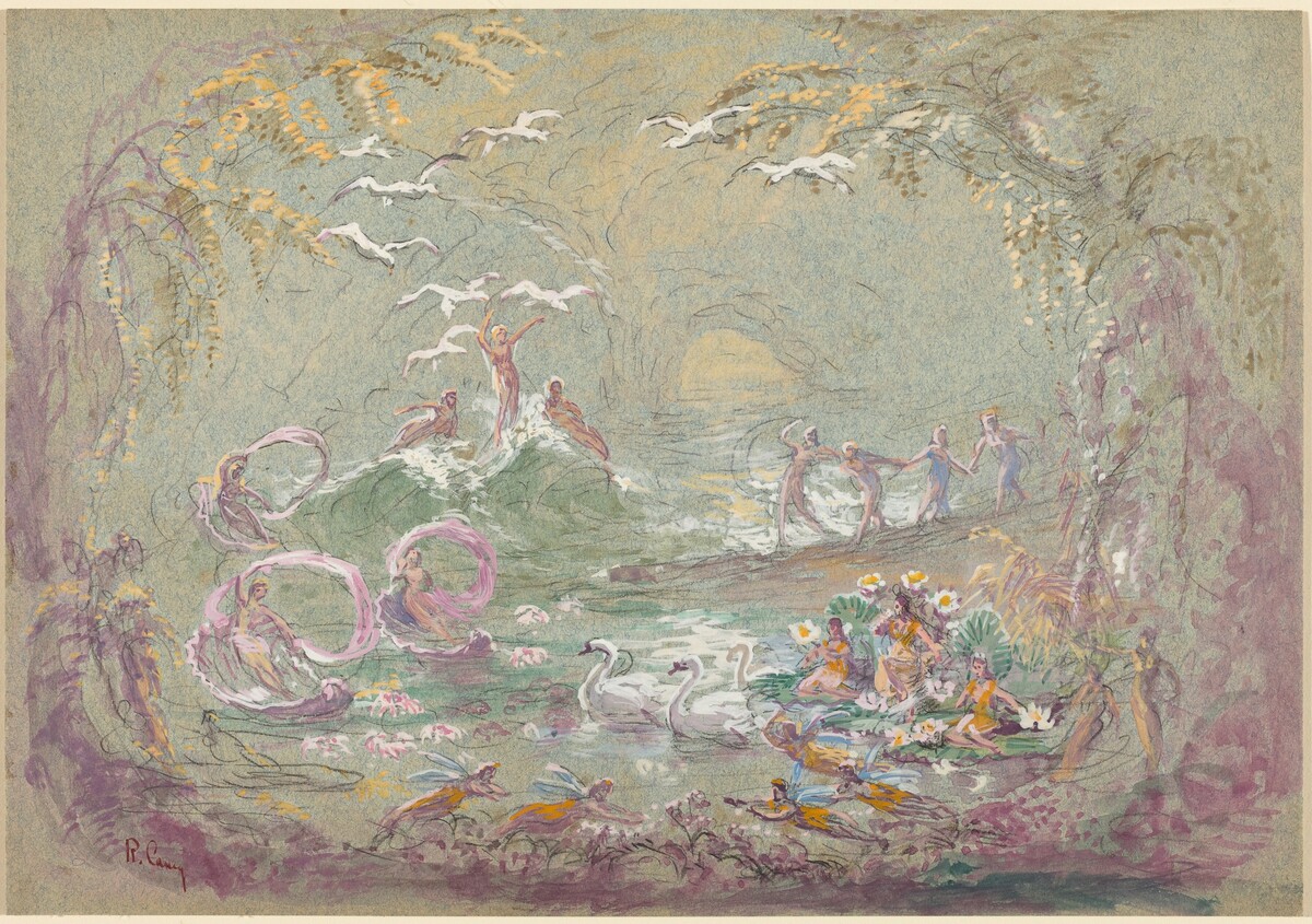 Lake Scene with Fairies and Swans by Robert Caney