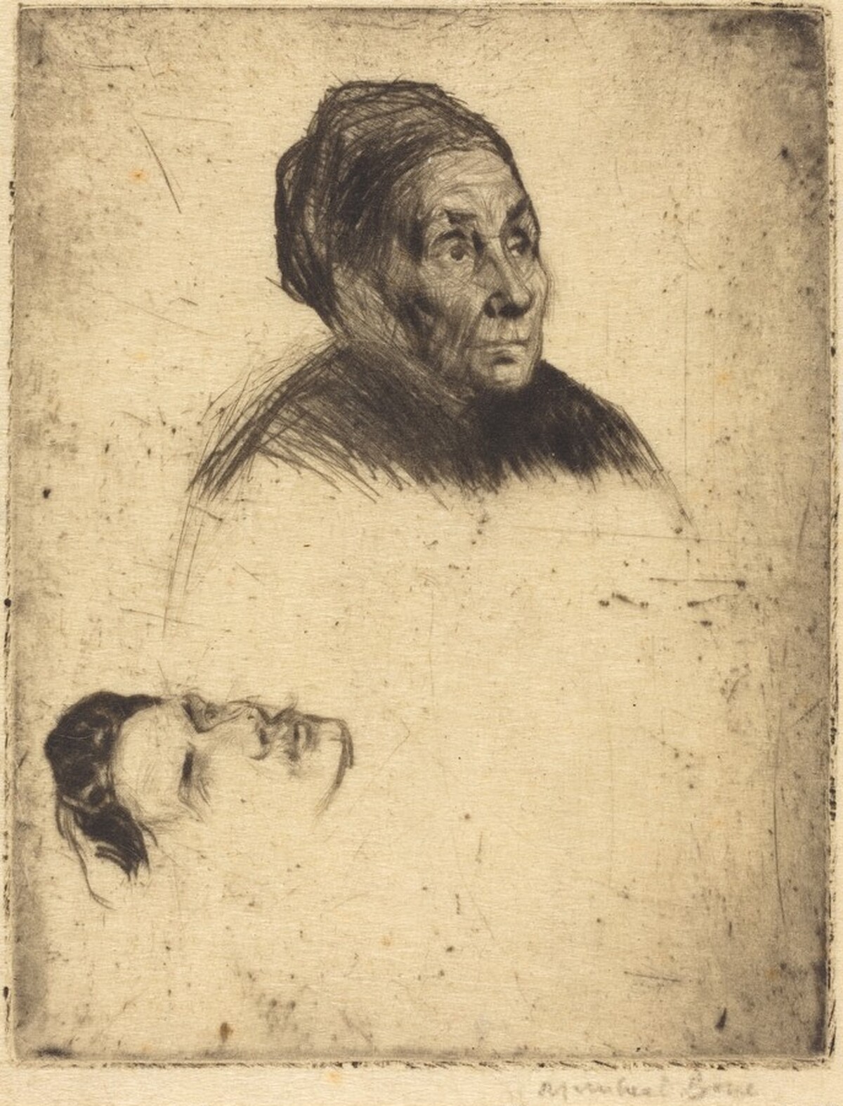 Mrs. Drummond and Another Head by Sir Muirhead Bone