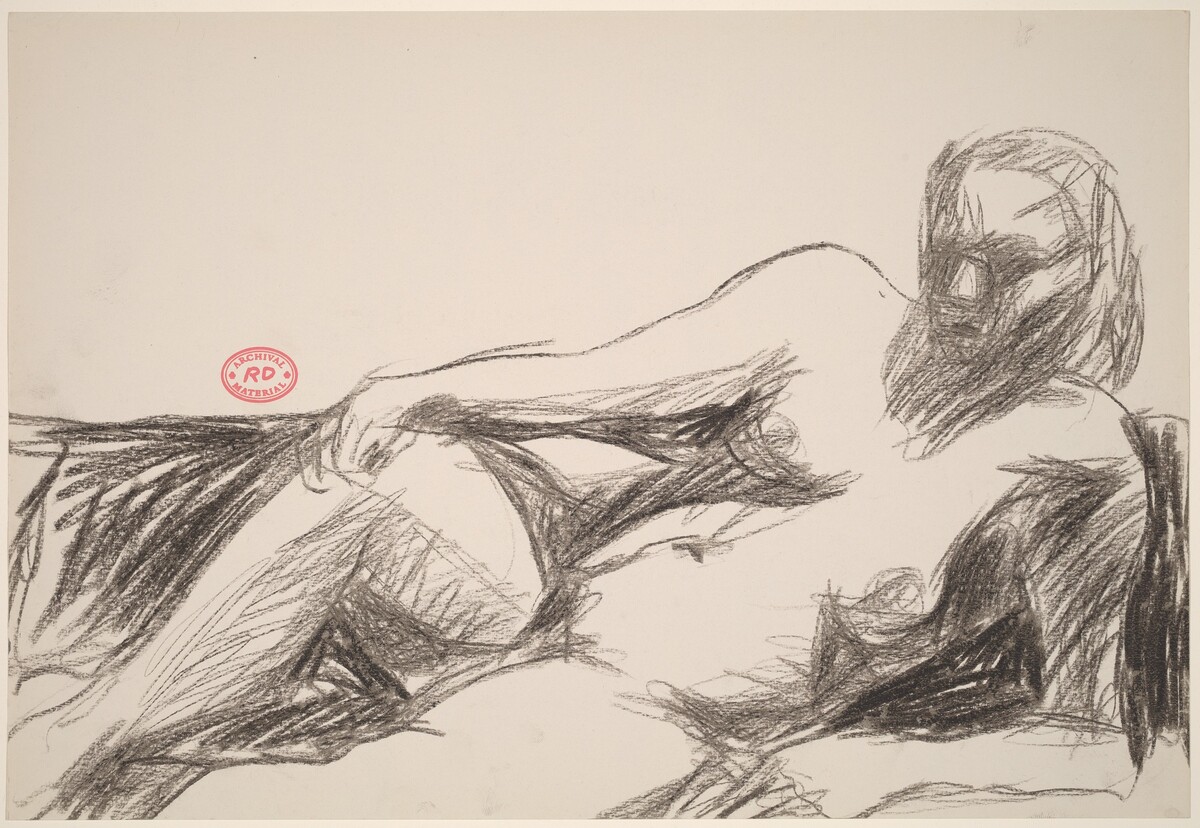 Untitled [female nude resting on her side and leaning on left arm] by Richard Diebenkorn