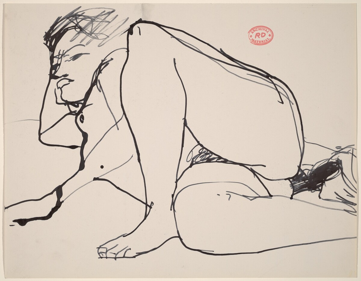 untitled [female nude lying on right side] by Richard Diebenkorn