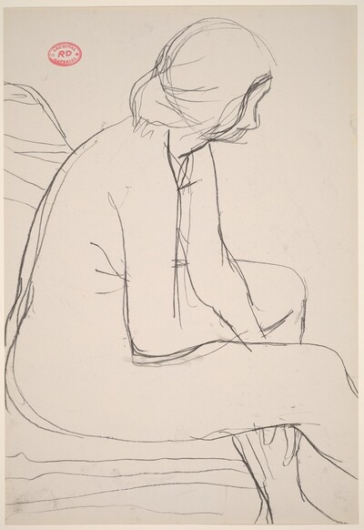 Untitled [seated female nude: side view]