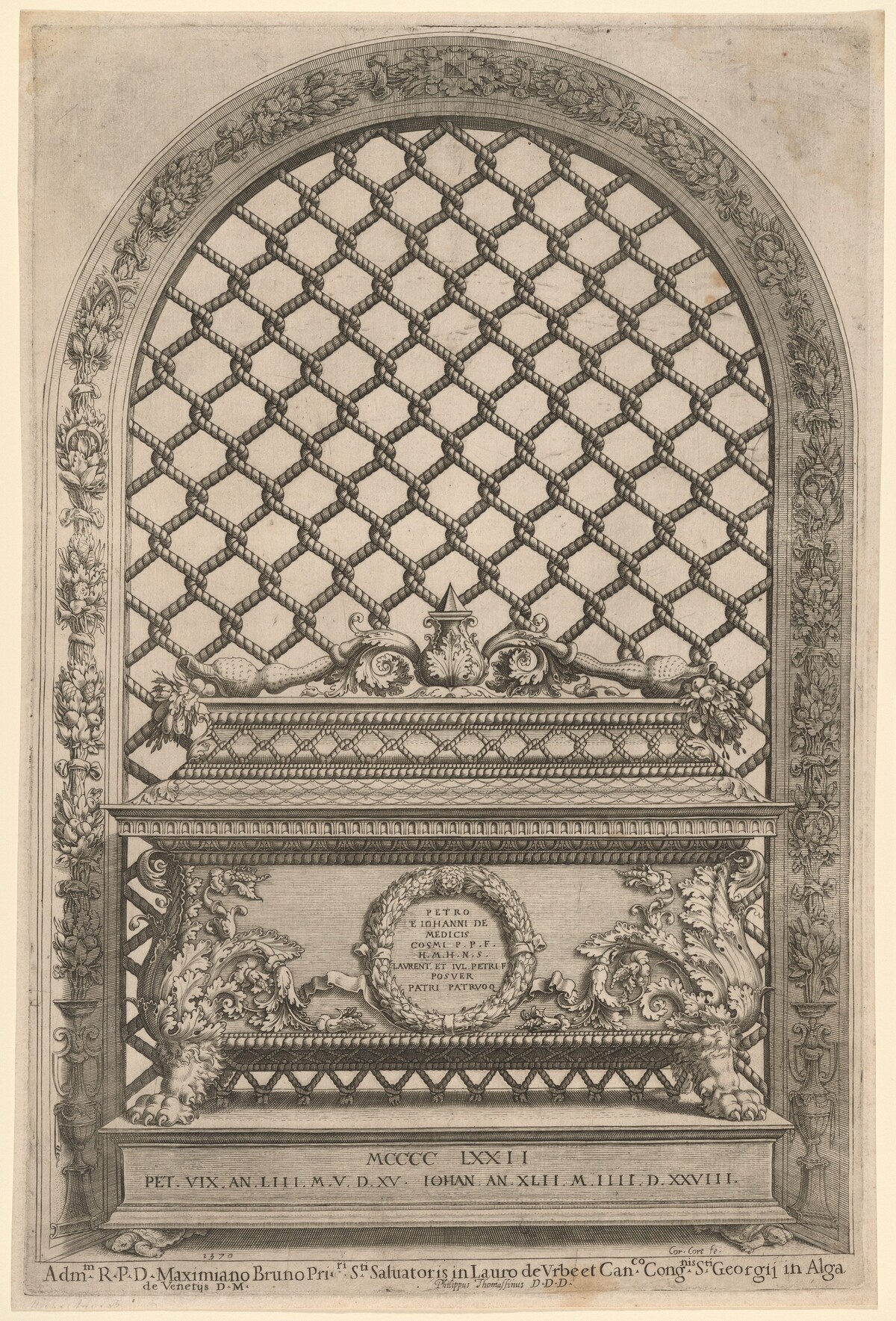 The Grill of the Tomb of Piero and Giovanni de' Medici by Cornelis Cort, after Andrea del Verrocchio