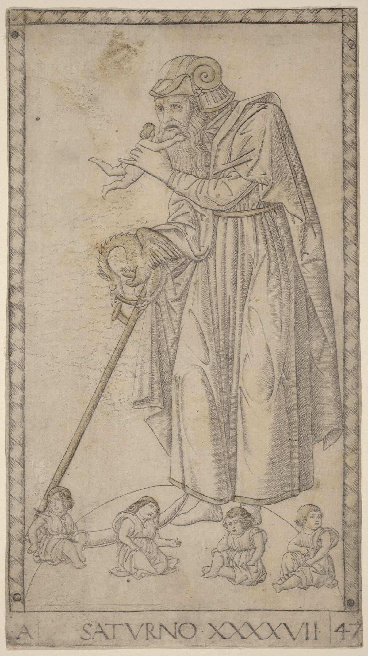 Saturno (Saturn) by Master of the E-Series Tarocchi